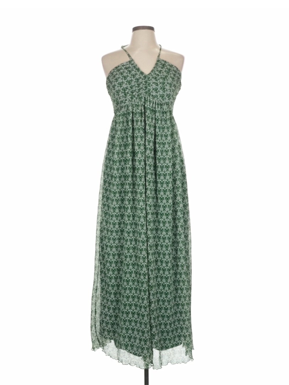 Sincerely Jules Green Geometric Print Halter Maxi Dress Sz XS